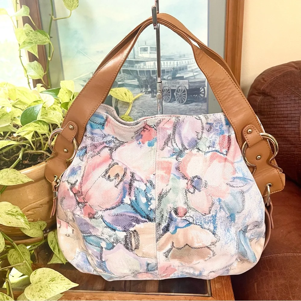 Floral Pattern Genuine Leather Spacious Hobo & Boho Style Shoulder Bag